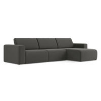ECKSOFA Rechts Samt Stoff Grau - Dunkelgrau/Schwarz, Kunststoff/Textil (314/167cm) - Makamii