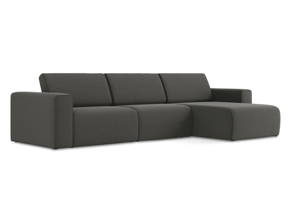ECKSOFA Rechts Samt Stoff Grau - Dunkelgrau/Schwarz, Kunststoff/Textil (314/167cm) - Makamii