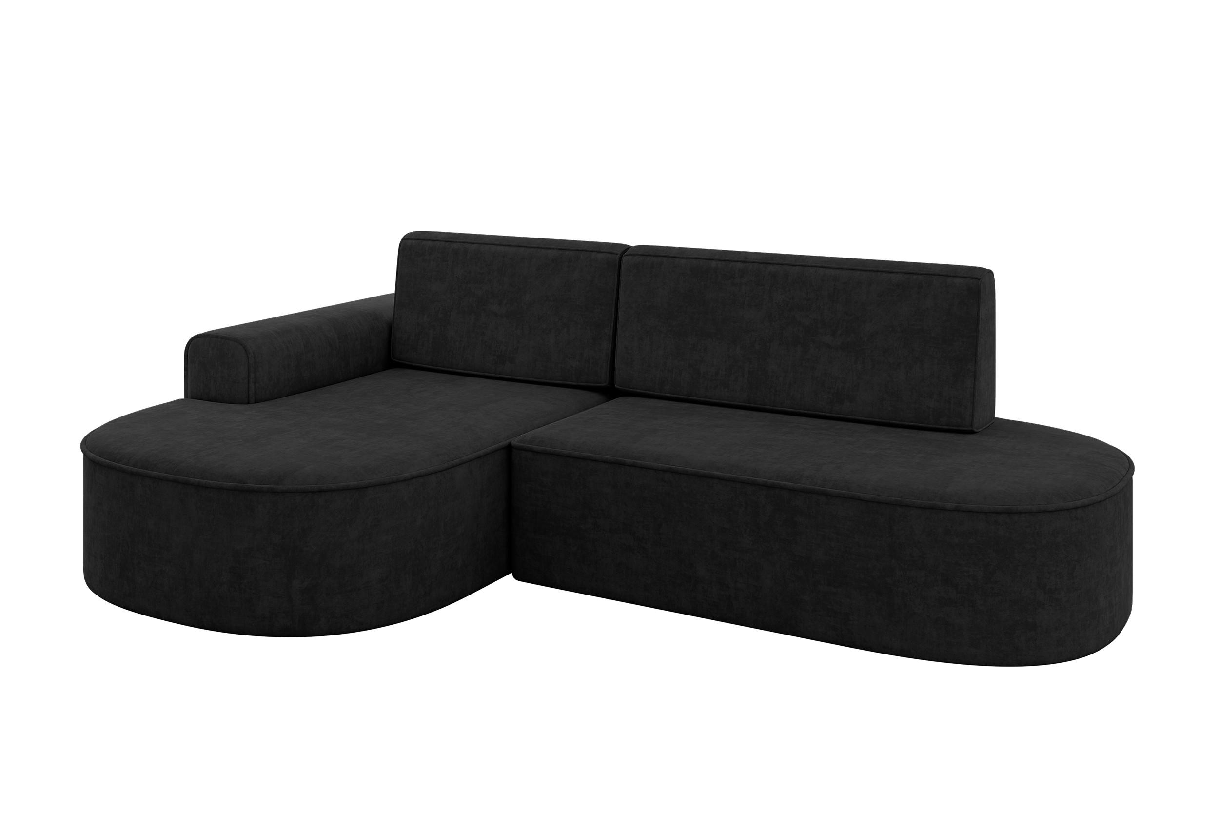 ECKSOFA mit Schlaffunktion und Bettkasten Ottomane Links MARI-L1-S - 283x167x85 cm Schwarz Velours - Schwarz, Holzwerkstoff/Kunststoff (283/167cm) - ALTDECOR
