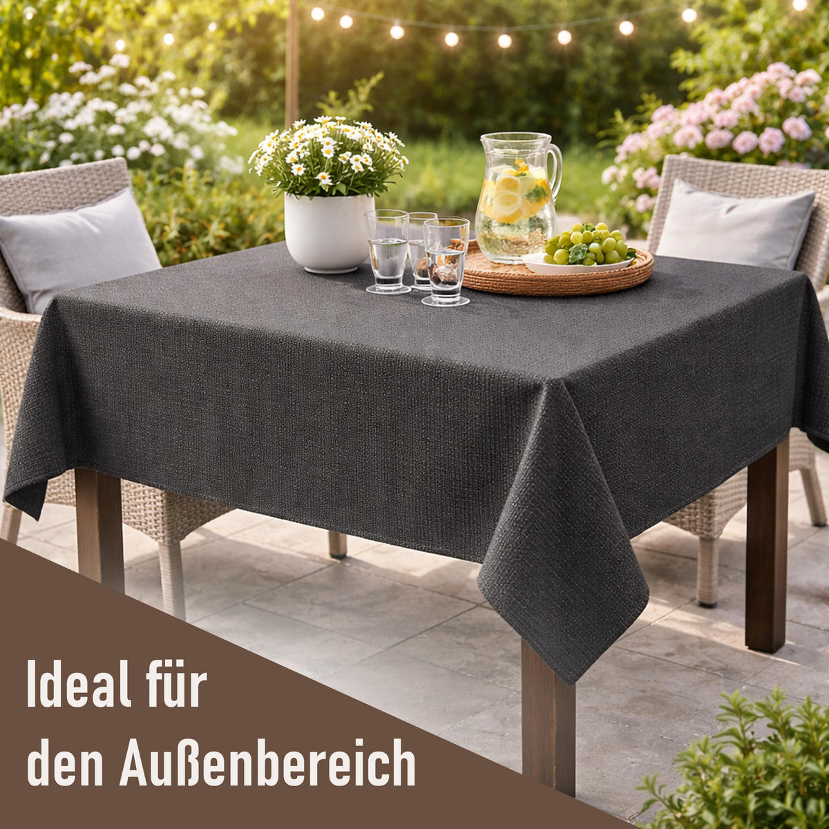 TISCHDECKE Garten Weichschaum 110x140cm - Anthrazit - Anthrazit, Kunststoff (140/110cm) - Bestlivings