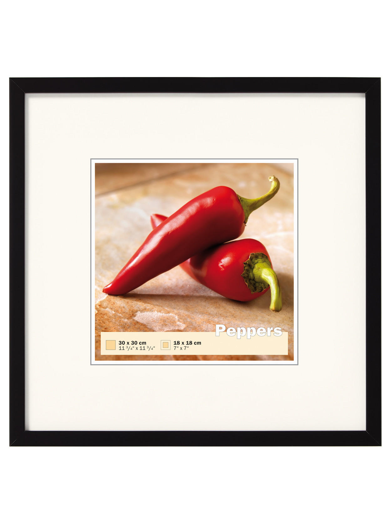 BILDERRAHMEN Peppers Holzrahmen 30x30 Schwarz - Schwarz, Holzwerkstoff (32.5/32.5/1.5cm) - walther design