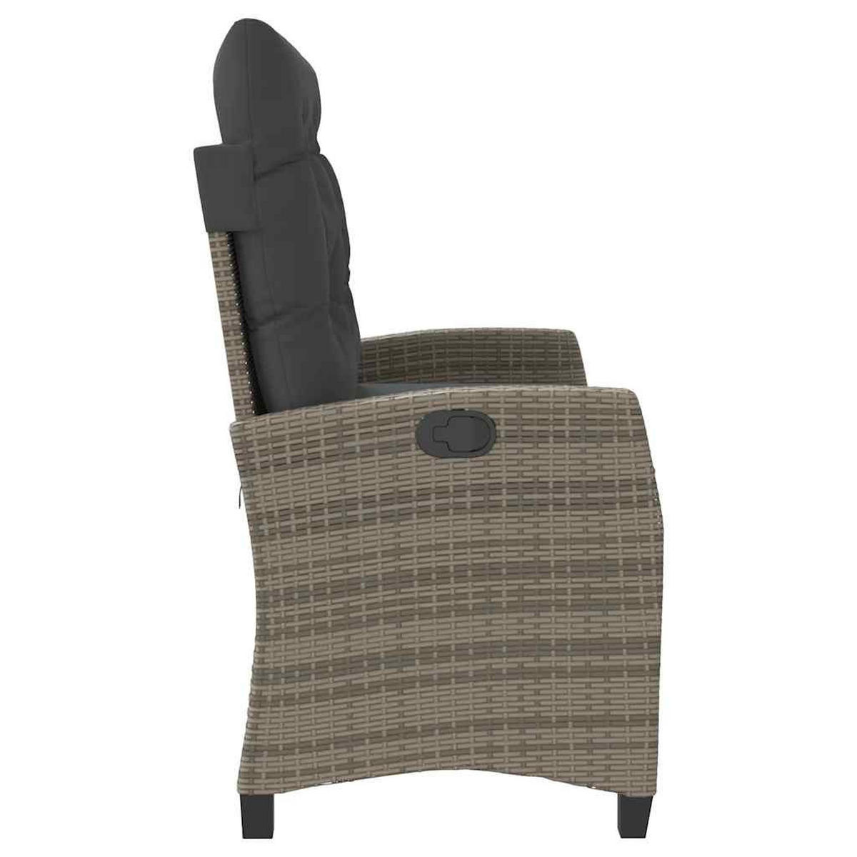 GARTENBANK Verstellbar Mit Kissen Grau Poly Rattan - Grau, Kunststoff (105/93/66cm) - vidaXL