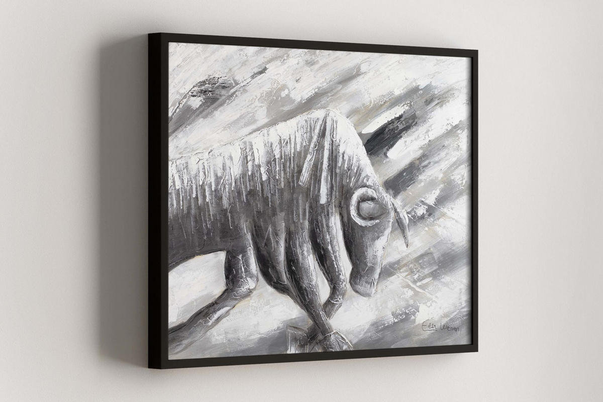 ACRYLBILD HANDGEMALT 100/75 cm - Schwarz/Grau, Holz/Textil (100/75cm) - KUNSTLOFT