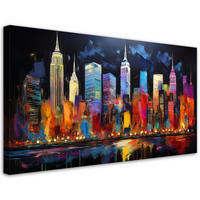 LEINWANDBILD New York City Bunte Architektur 120x60cm - Multicolor, Textil (120/60cm) - Feeby