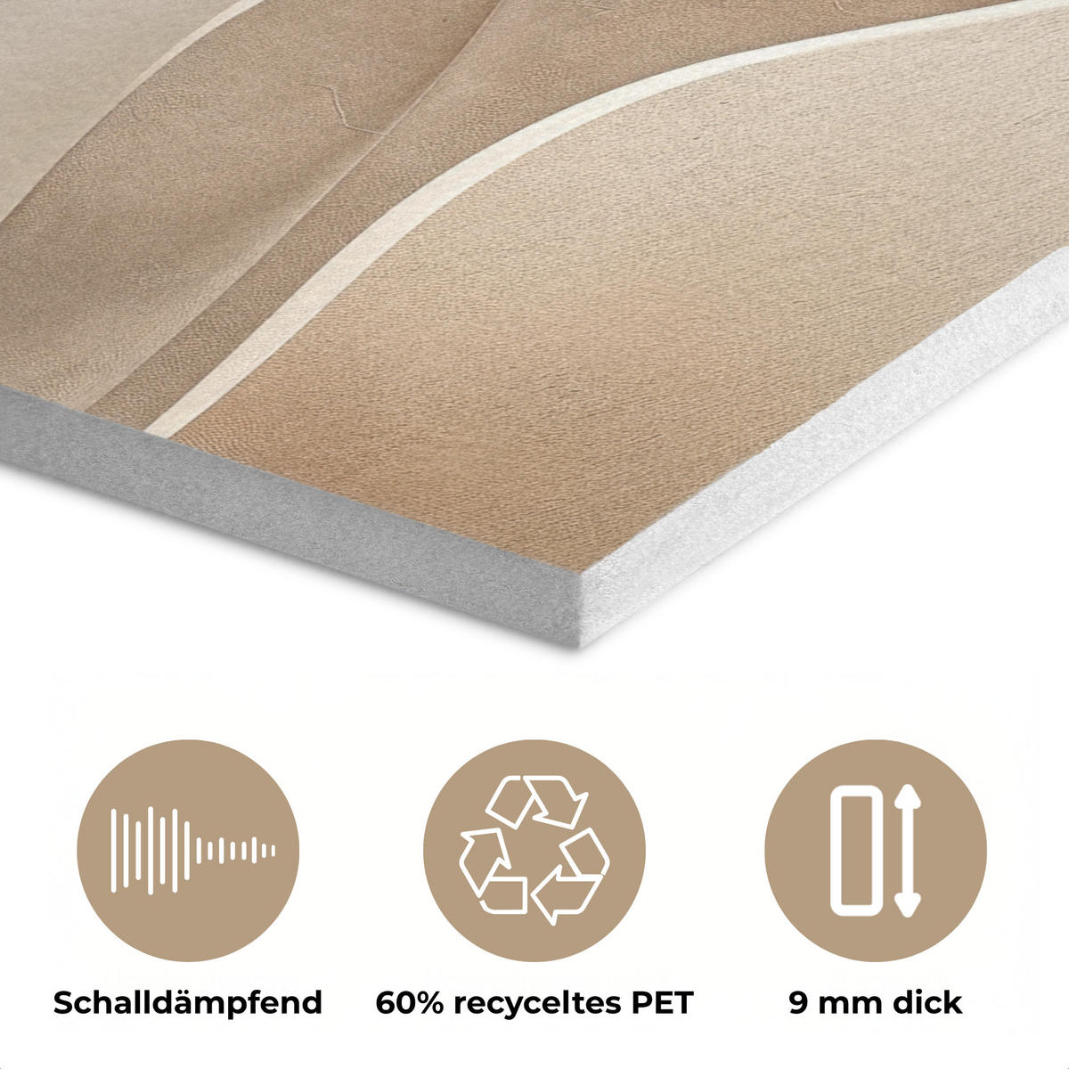 AKUSTIKPANEEL Beige - Natur - Abstrakt - Modern 90x90 cm - Beige, Textil (90/0.9/90cm) - MuchoWow