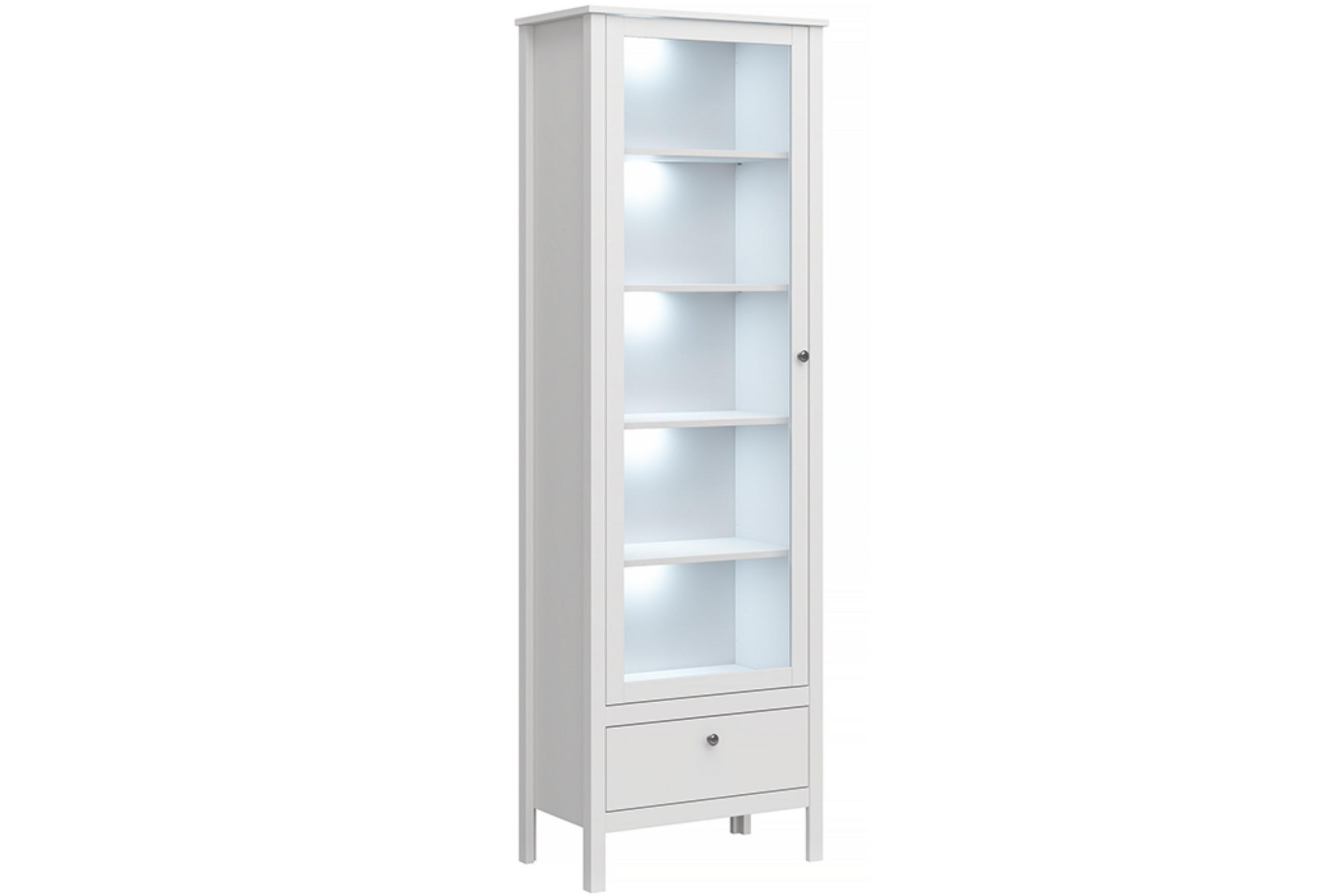 VITRINENSCHRANK FARGE mit Glastür, weiß - Weiß, Holz (65/201/37cm) - KONSIMO®