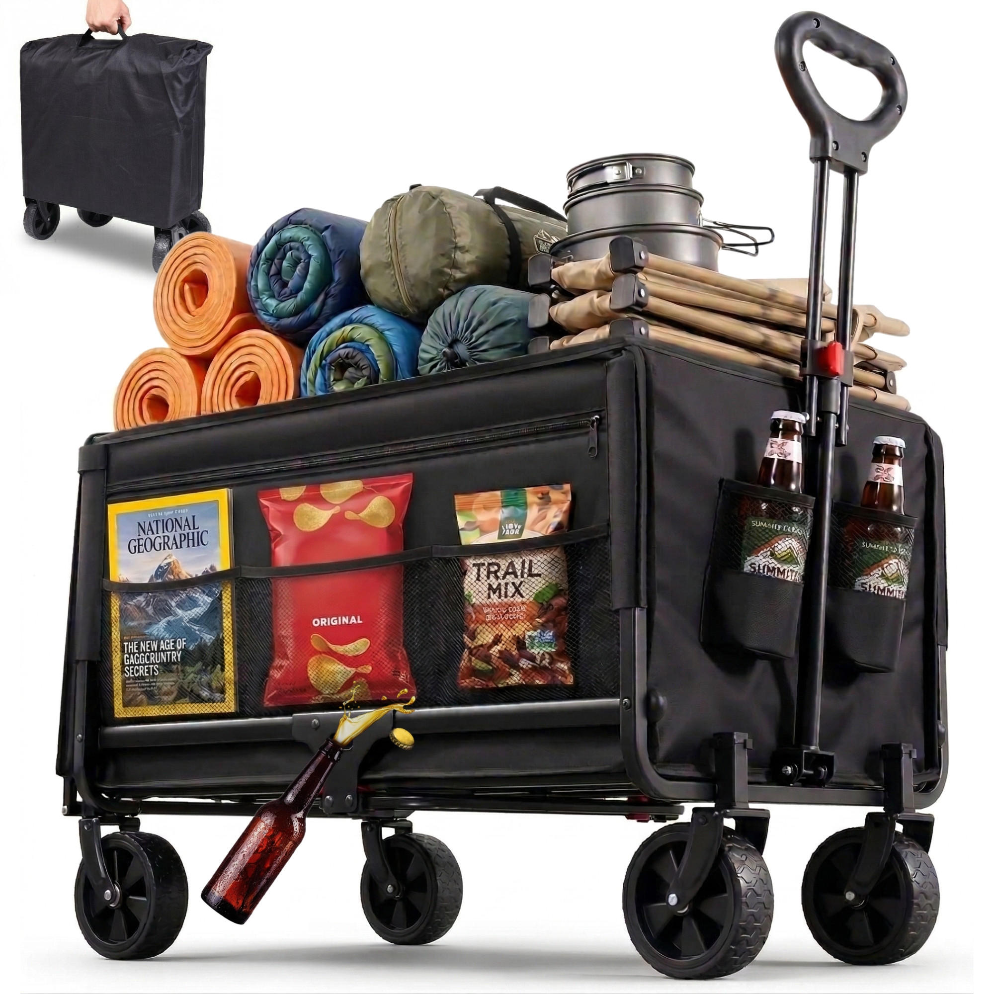 BOLLERWAGEN faltbar 120L - Schwarz, Kunststoff (47/94/86cm) - Albatros