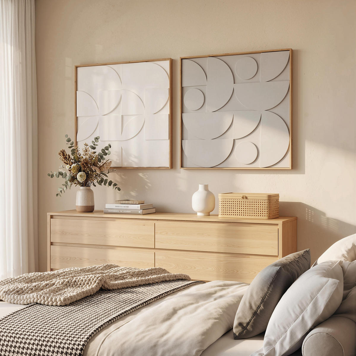 WANDDEKO-SET DE-08862 2-teilig, 3D geometrisch, 80/80 cm Weiß - Weiß, Holzwerkstoff (3.5/80/80cm) - ComfortXL