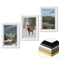 WANDBILDER 3er-Set - 20x30 cm Weißer Rahmen - Berge, Schnee, Hirsche, Waldlandschaft - Weiß, Kunststoff (20/30cm) - ArtPrintCave