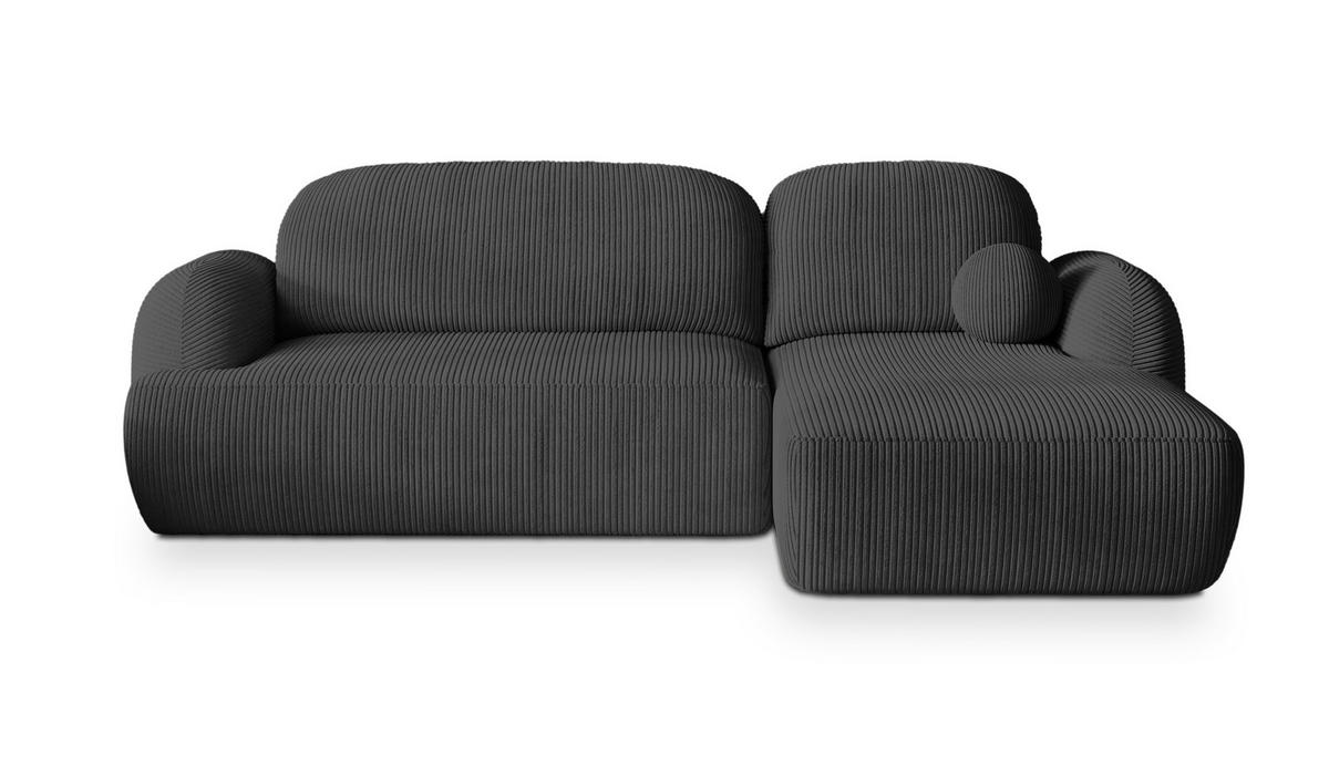 ECKSOFA MODENZA P R-S Graphitfarben Kordstoff mit Schlaffunktion - Graphitfarben, Holz (266/148cm) - MASSENO