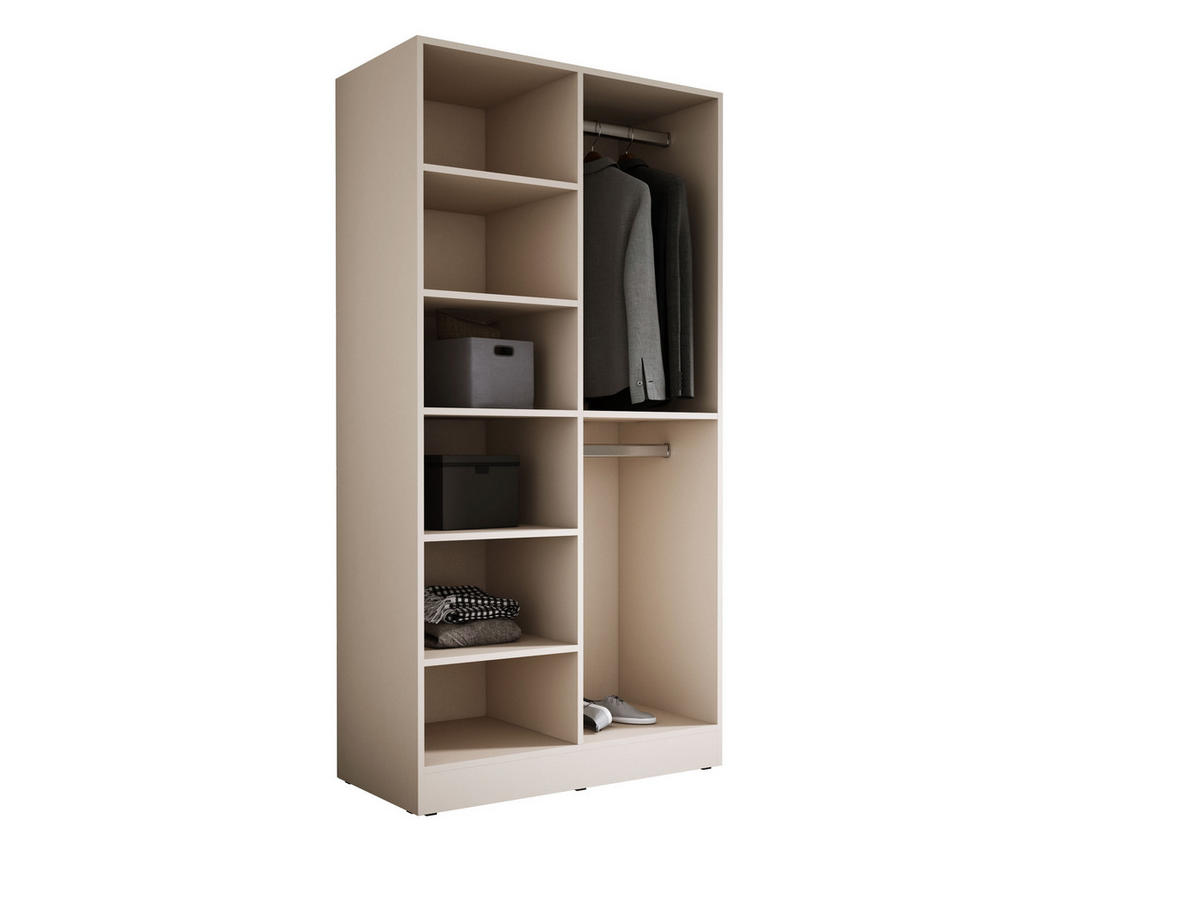 KLEIDERSCHRANK, Sandbeige / Antisol Glas, 100 x 200 x 51 cm - Sandfarben/Schwarz, Holzwerkstoff (100/200/51cm) - 3XE LIVING