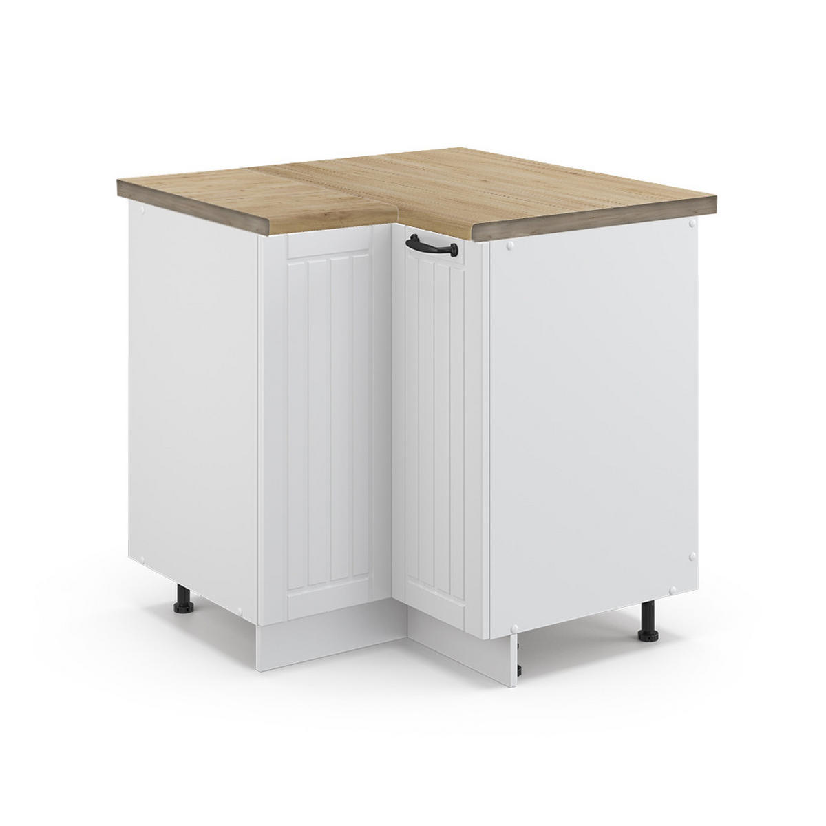 ECKUNTERSCHRANK Fame-Line Weiß Landhaus 80.5 cm, AP Eiche - Weiß, Holzwerkstoff (80.5/82/60cm) - Vicco