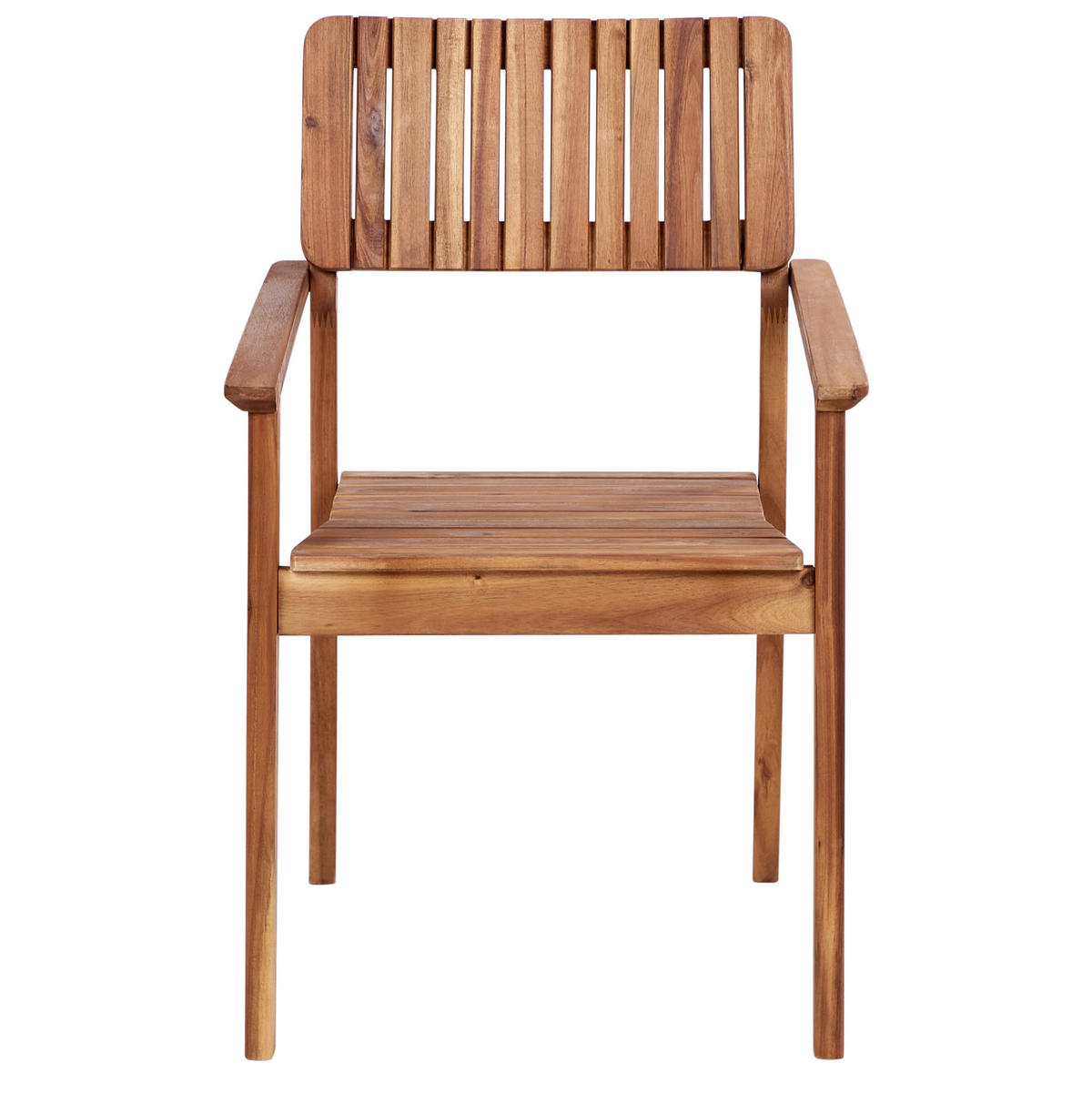 GARTENSTUHL 4er-Set Holz Heller Holzfarbton Agello - Hellbraun, Holz (55/88/60cm) - Beliani