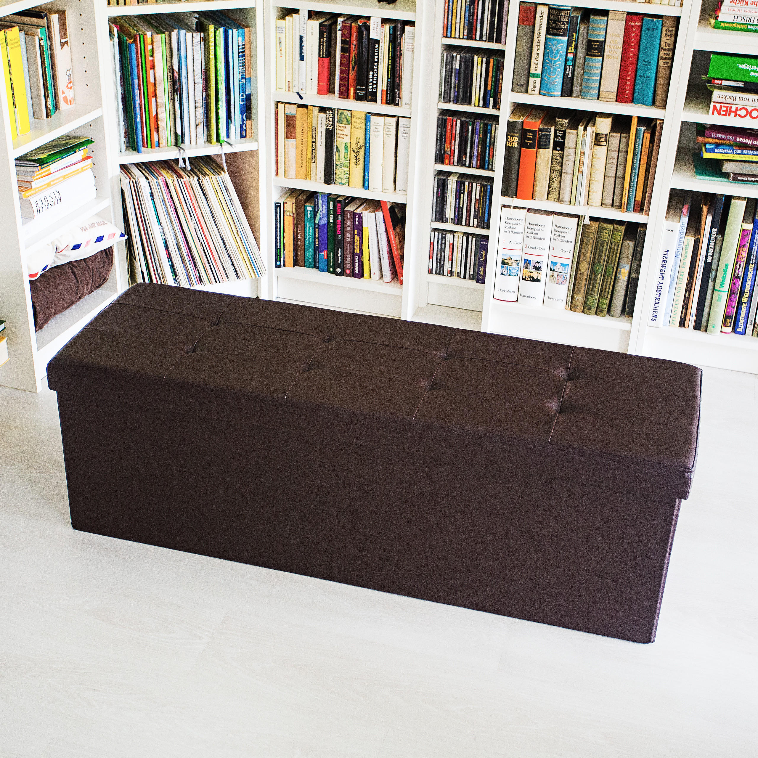 FALTBARE Sitzbank - Braun, Holzwerkstoff/Kunststoff (38/38/114cm) - Relaxdays