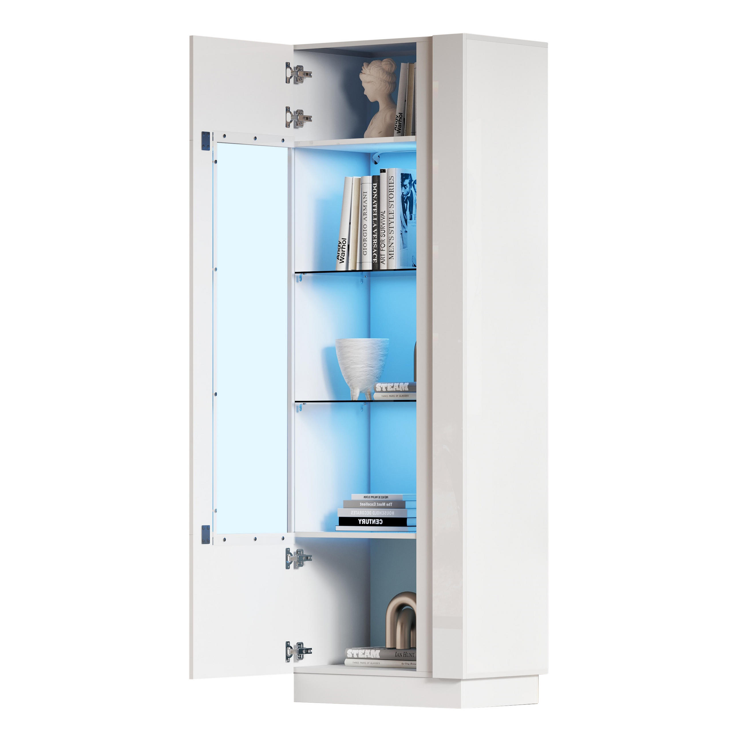 Luhomfu Vitrine Weiß 60x180x40 cm