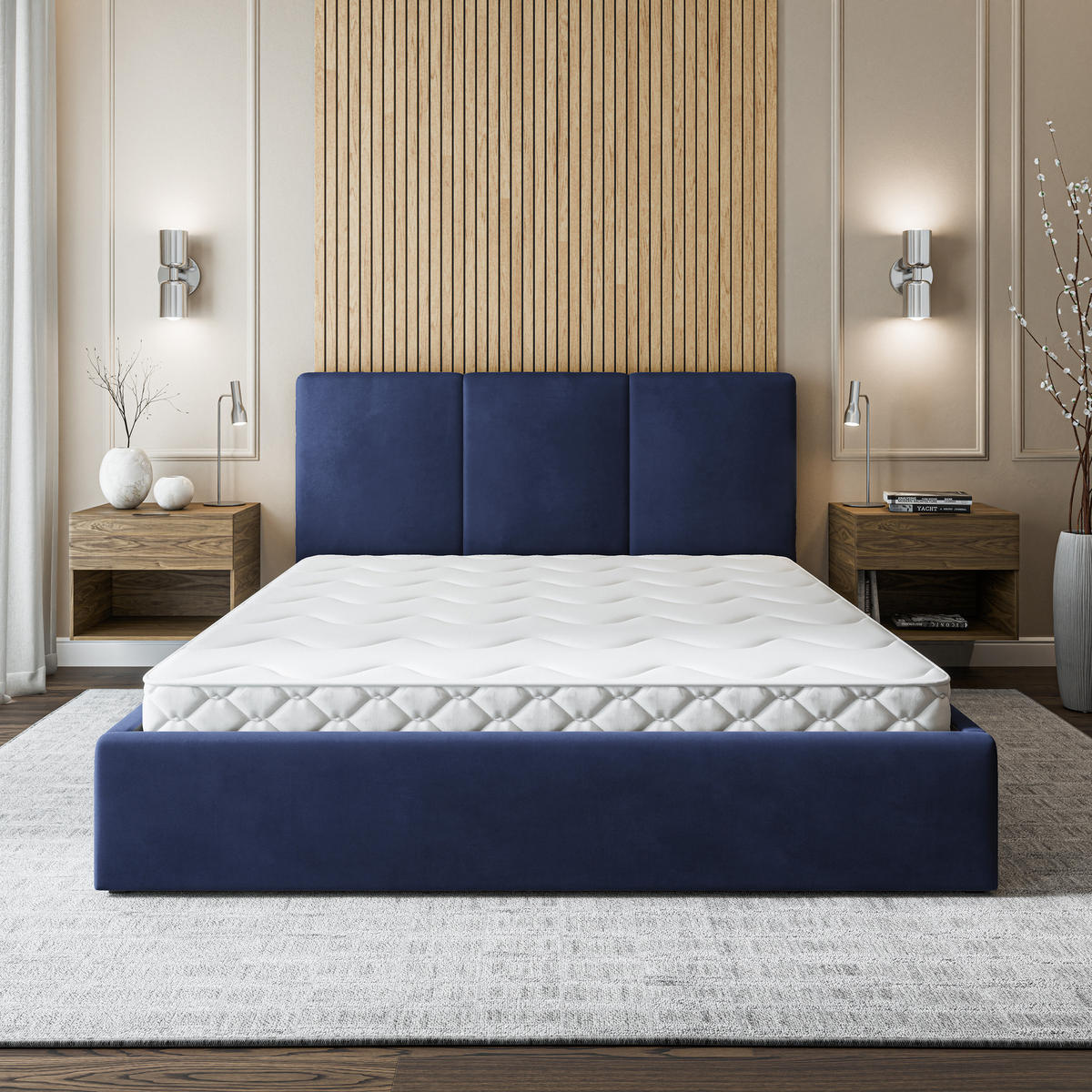 ČALOUNĚNÁ Postel AZURI 160x200 cm Modrá - modrá, kompozitní dřevo/textil (160/200cm) - MASSENO