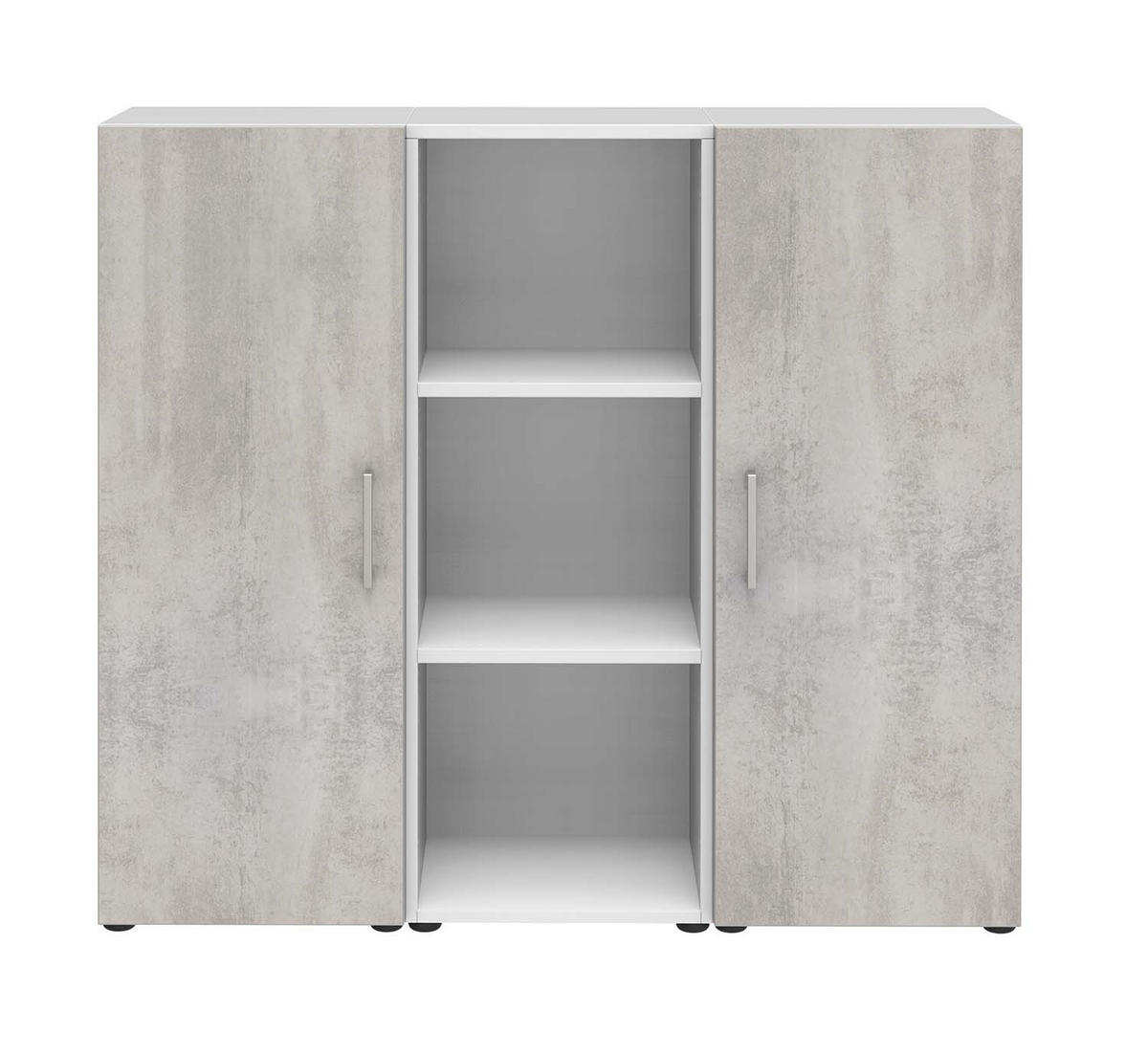 AKTENSCHRANK - 3 Ordnerhöhen - Weiß/Beton - Grau, Holzwerkstoff (120/107.2/34.4cm) - Röhr