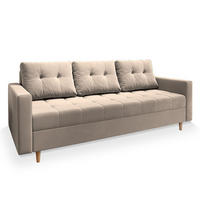 BETTSOFA MILO Beige Plüsch-Stoff mit Schlaffunktion - Beige, Textil (220/93/87cm) - MASSENO