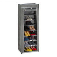 SCHUHSCHRANK - Grau, Kunststoff/Textil (60/150/30cm) - Relaxdays