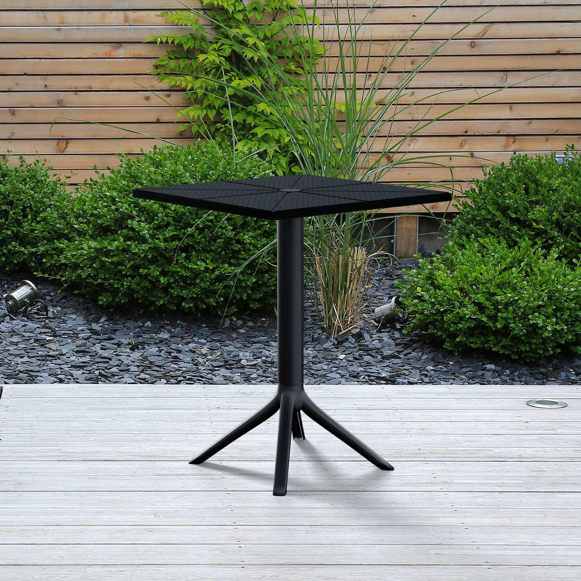 GARTENTISCH eckig 60/60/76 cm Kunststoff Schwarz - Schwarz, Kunststoff (60/60/76cm) - CLP