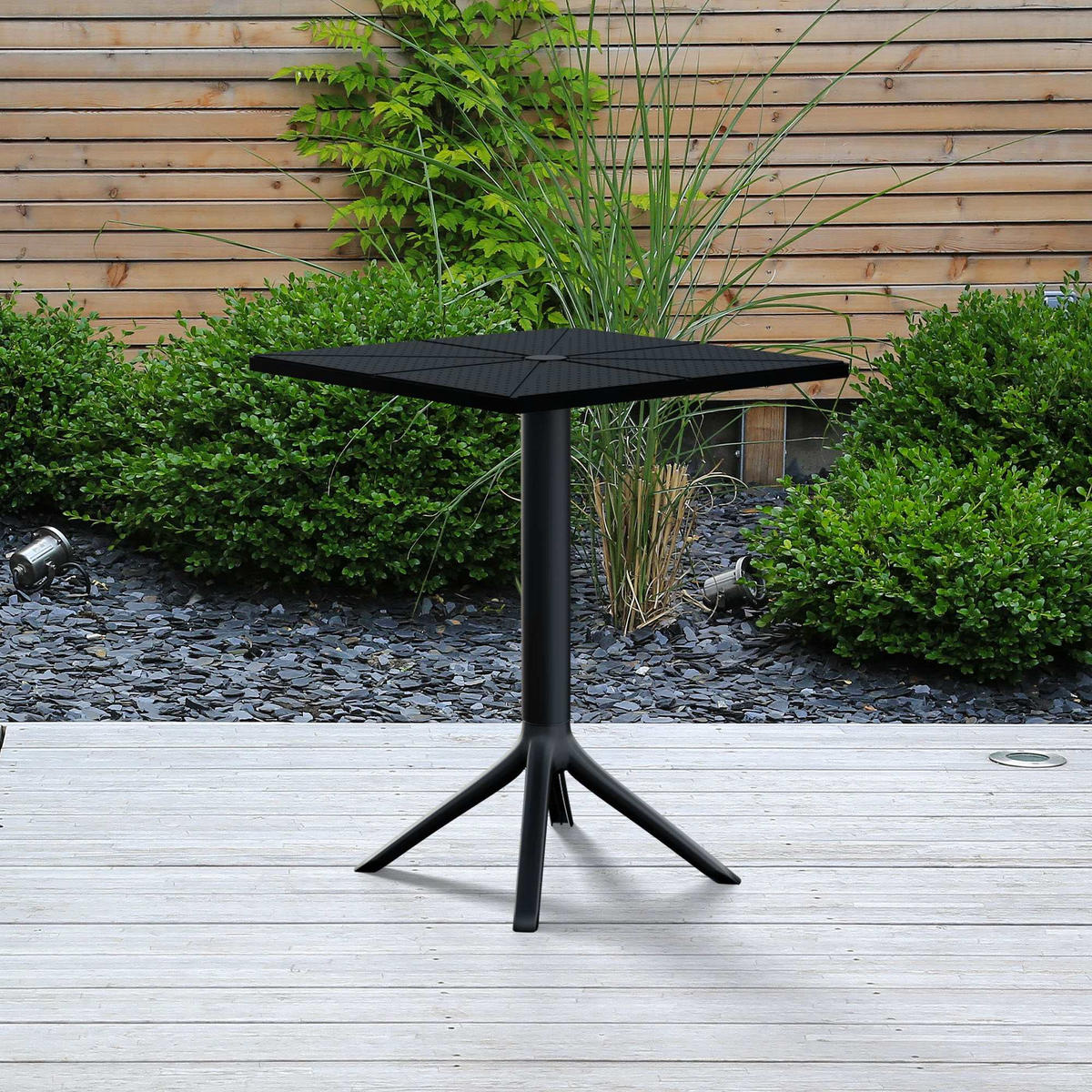 GARTENTISCH eckig 60/60/76 cm Kunststoff Schwarz - Schwarz, Kunststoff (60/60/76cm) - CLP