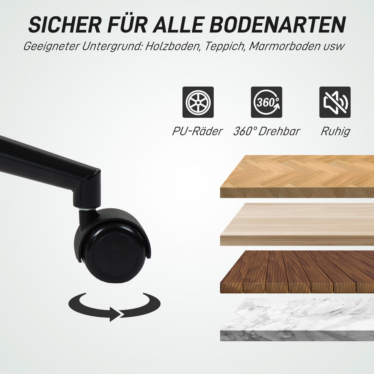 BÜROSTUHL Höhenverstellbarer Kunstleder, Weiß - Weiß, Textil (52/90/53cm) - HOMCOM