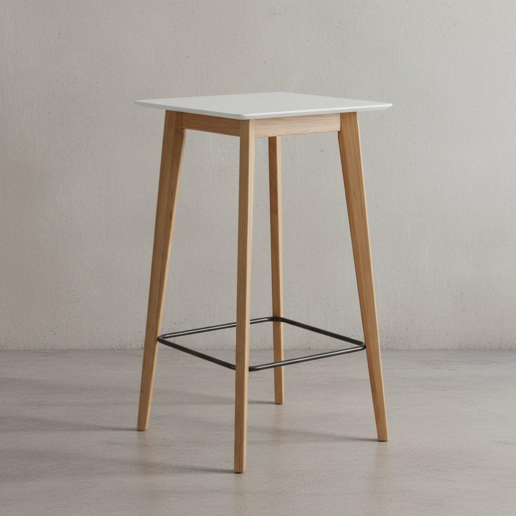 BARTISCH – Skandinavisch, Eichenbeine, quadratisch, 50 kg Belastbarkeit - Weiß/Braun, Eichenholz/Holz (60/110/60cm) - KADIMA DESIGN