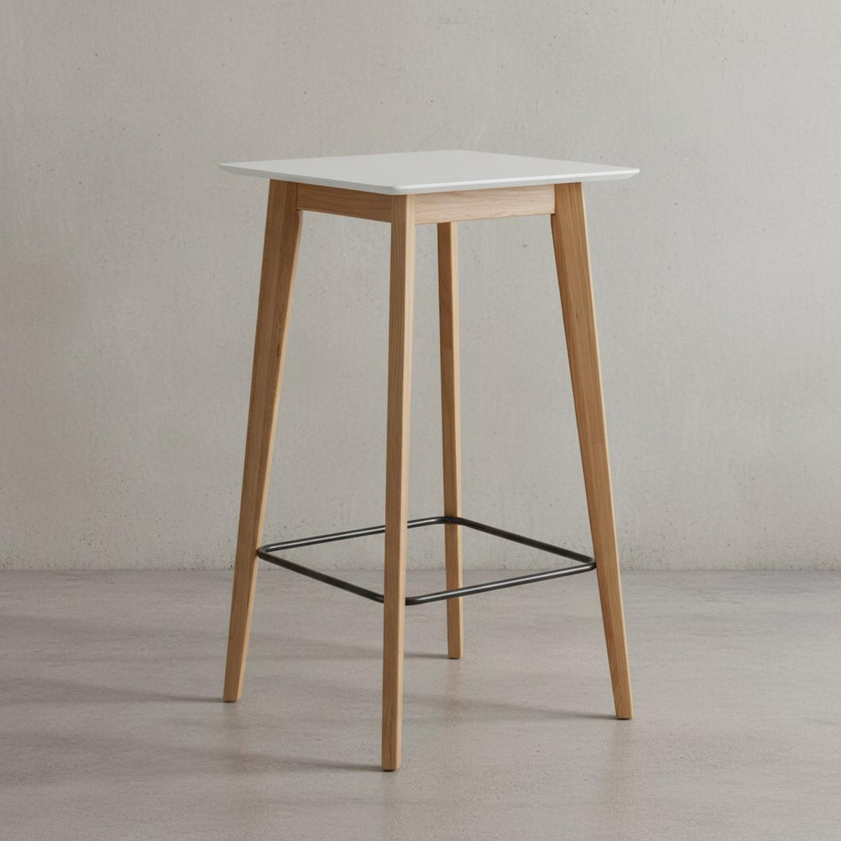 BARTISCH – Skandinavisch, Eichenbeine, quadratisch, 50 kg Belastbarkeit - Weiß/Braun, Eichenholz/Holz (60/110/60cm) - KADIMA DESIGN