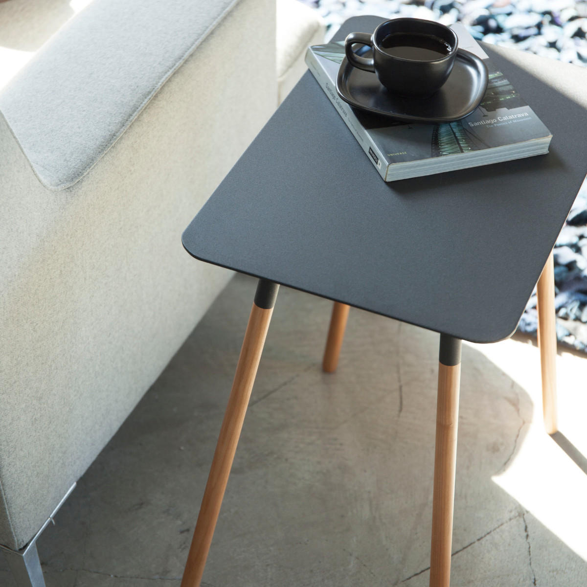 BEISTELLTISCH aus Metall 35/35/35 cm - Schwarz, Holz/Metall (45/30/50cm) - Yamazaki