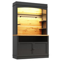 BUFFET DE-38391 107/43/184 cm mit LED-Beleuchtung Schwarz - Schwarz, Holzwerkstoff (107/184/43cm) - ComfortXL