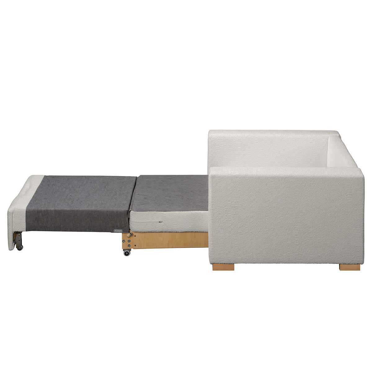 SCHLAFSESSEL - Buchefarben/Hellgrau, Buchenholz/Textil (110/90/90cm) - home24