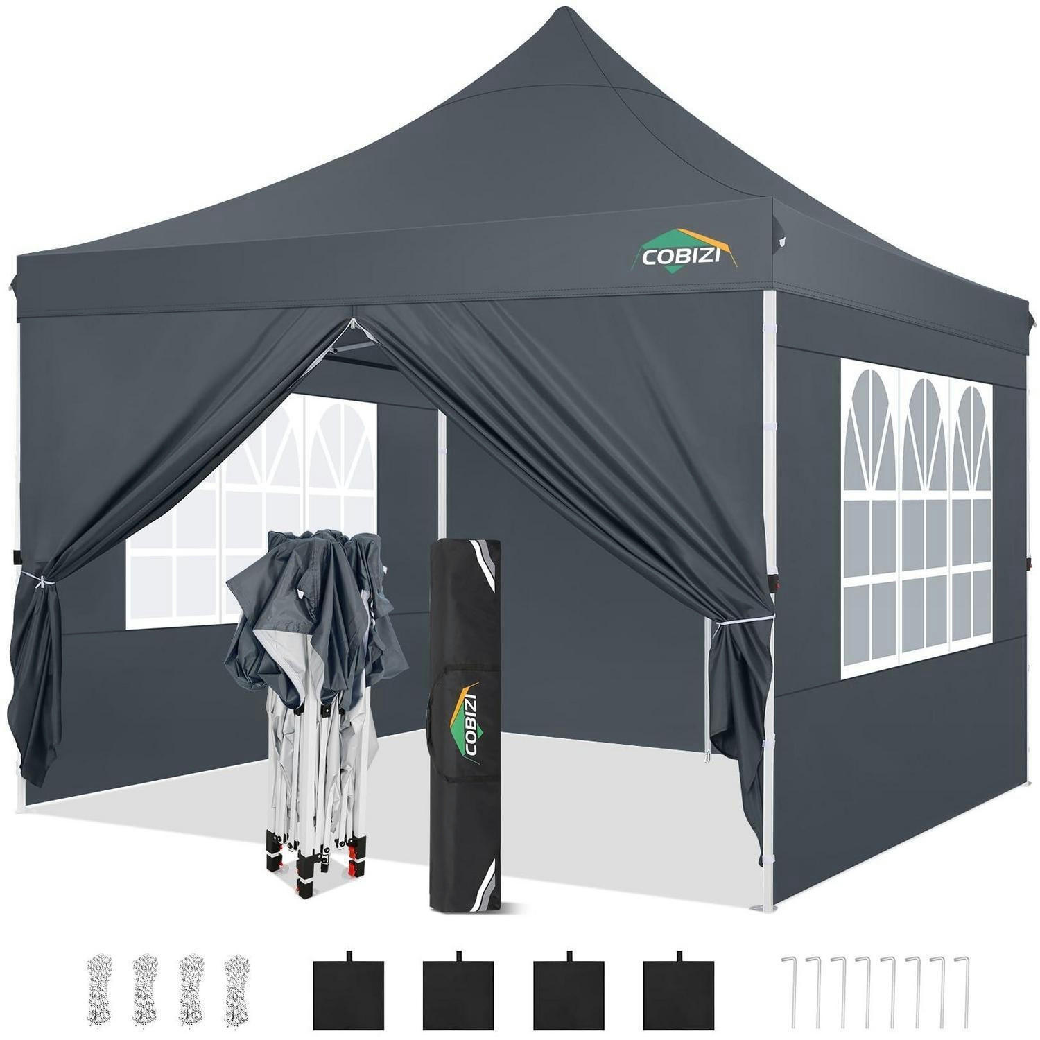 FALTPAVILLON 3x3m Grau Wasserdicht mit 4 Seitenwänden - Grau, Textil (300/315/300cm)