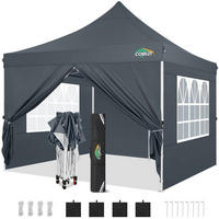 FALTPAVILLON 3x3m Grau Wasserdicht mit 4 Seitenwänden - Grau, Textil (300/315/300cm)