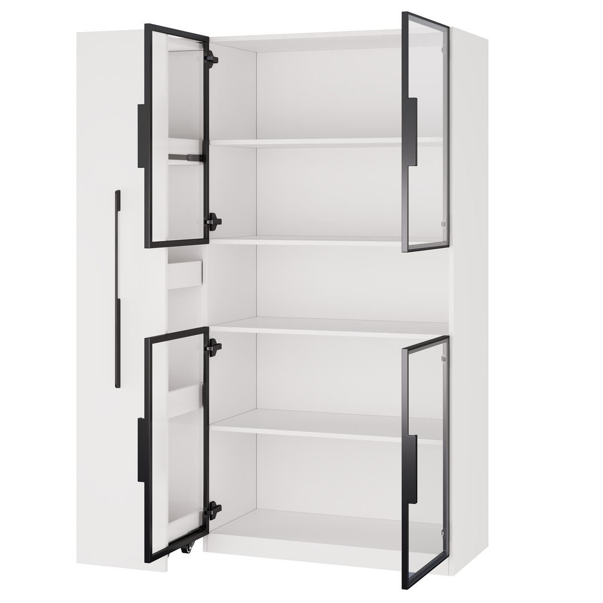 VITRINE LED Ausziehregal Schubladen 160cm Weiß - Weiß, Holzwerkstoff (110/160/35cm) - FLIEKS