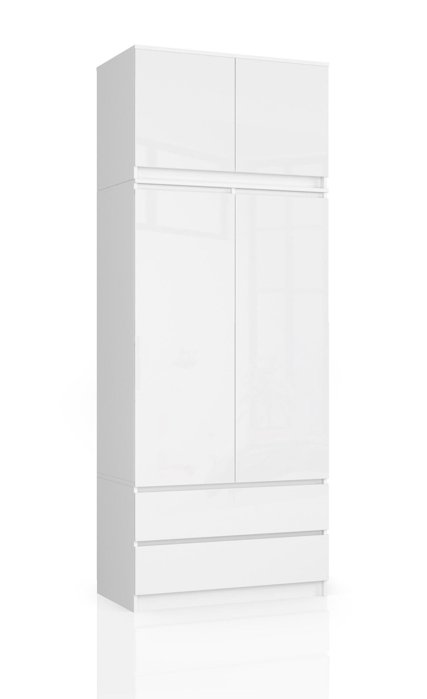 KLEIDERSCHRANK Weiß, Weiß Glanz 234/90/51 - Weiß, Holzwerkstoff (90/234/51cm) - RAUMHIRSCH FURNITURE