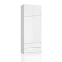 KLEIDERSCHRANK Weiß, Weiß Glanz 234/90/51 - Weiß, Holzwerkstoff (90/234/51cm) - RAUMHIRSCH FURNITURE