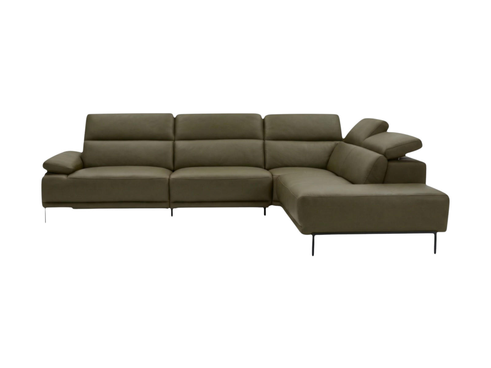ECKSOFA Fiesta Echtleder Olivgrün - Olivgrün, Leder/Metall (282/220cm)