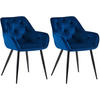 ARMLEHNENSTUHL 2er Set Samt Blau - Blau, Textil/Metall (56/81/58cm) - CLP