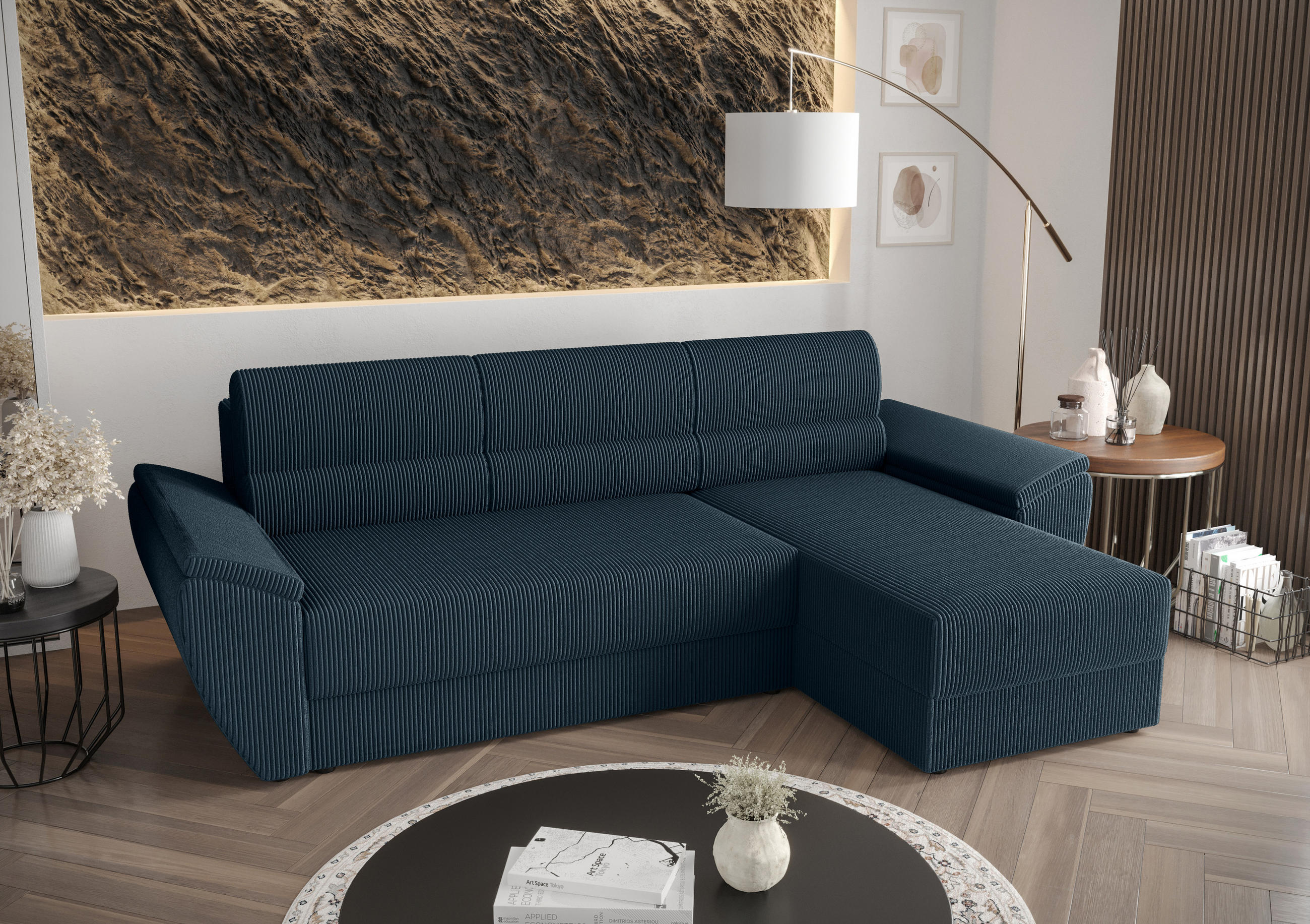 ECKSOFA L REBI L2 Poso 05 Rechts mit Schlaffunktion, Hellbraun, L-Form - Hellbraun, Textil (251/140cm)