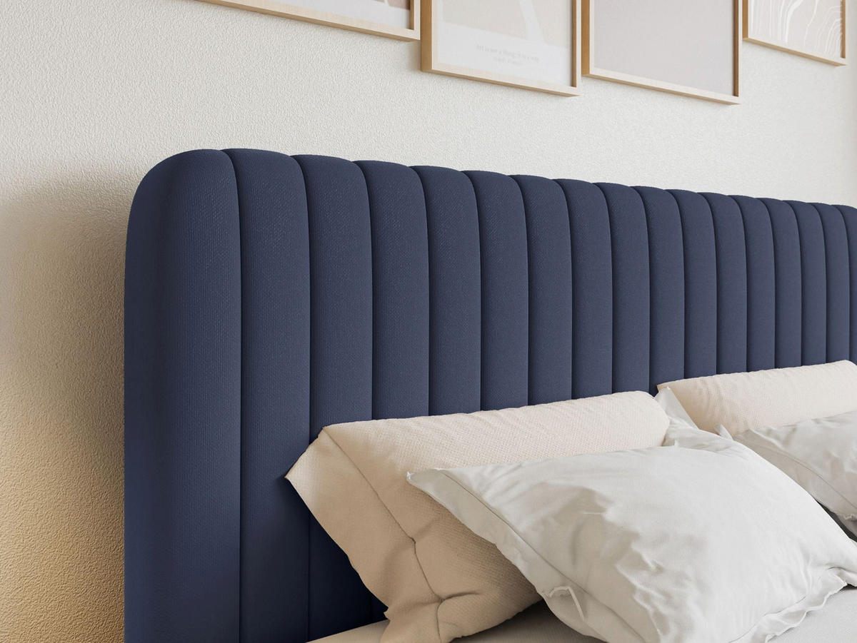 BOXBETT Saliano mit Topper und Chenille-Bezug Marineblau, 200x200 cm - Dunkelblau, Kunststoff/Textil (200/200cm) - Selsey