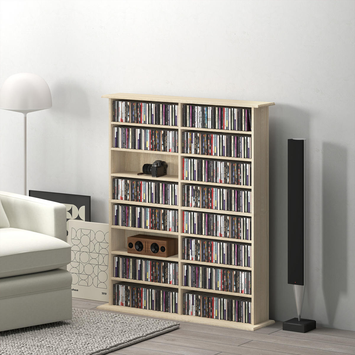 CD-REGAL DE-14452 16 Fächer, 12 verstellbare Böden Naturholz - Naturfarben, Holzwerkstoff (24/126.3/106.5cm) - ComfortXL