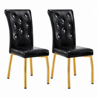 ESSZIMMERSTUHL 2er-Set PVC Schwarz Gold - Goldfarben, Metall (42/101/61.8cm) - Meubliv