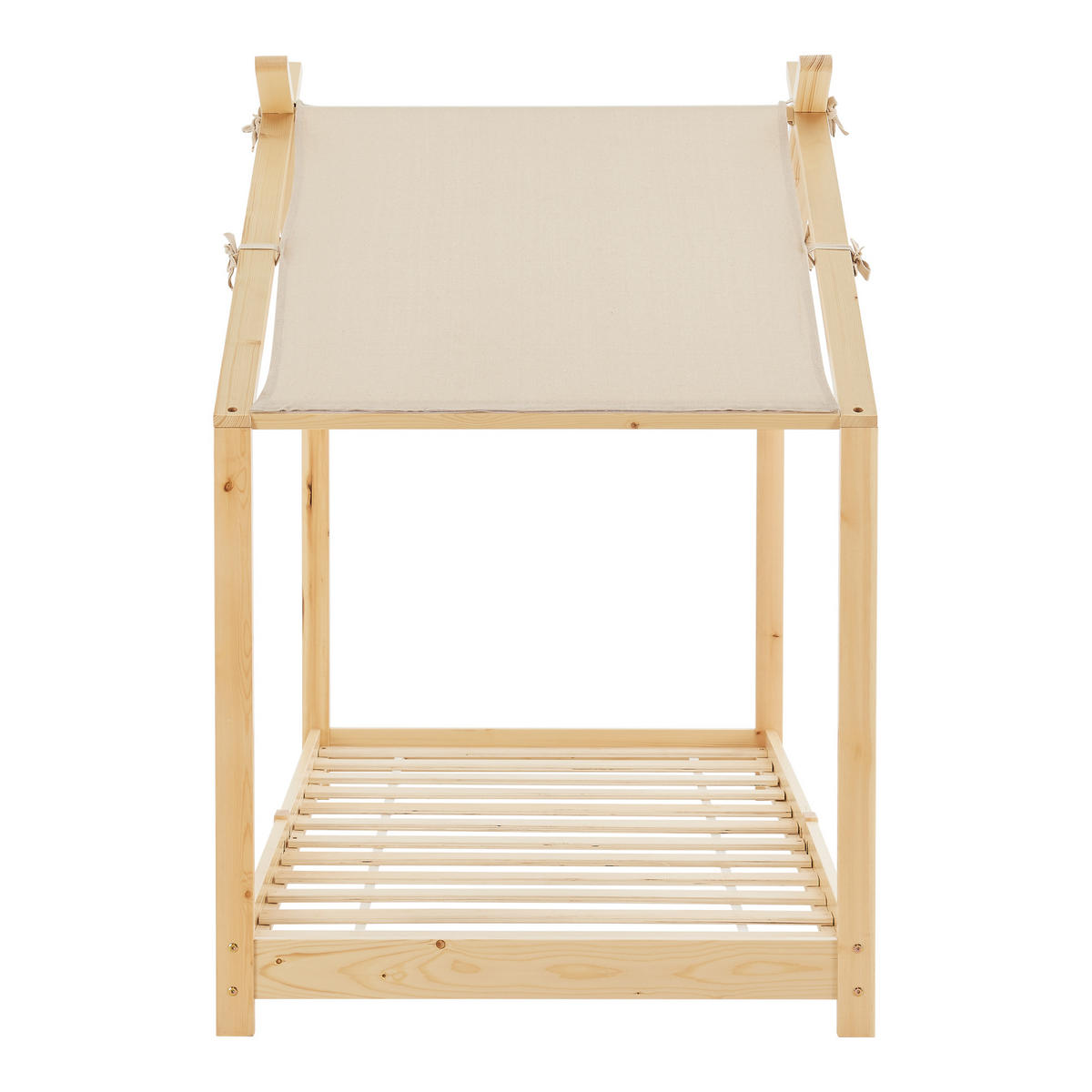 HAUSBETT Brome - Naturfarben, Holz/Textil (90/200cm) - [en.casa]
