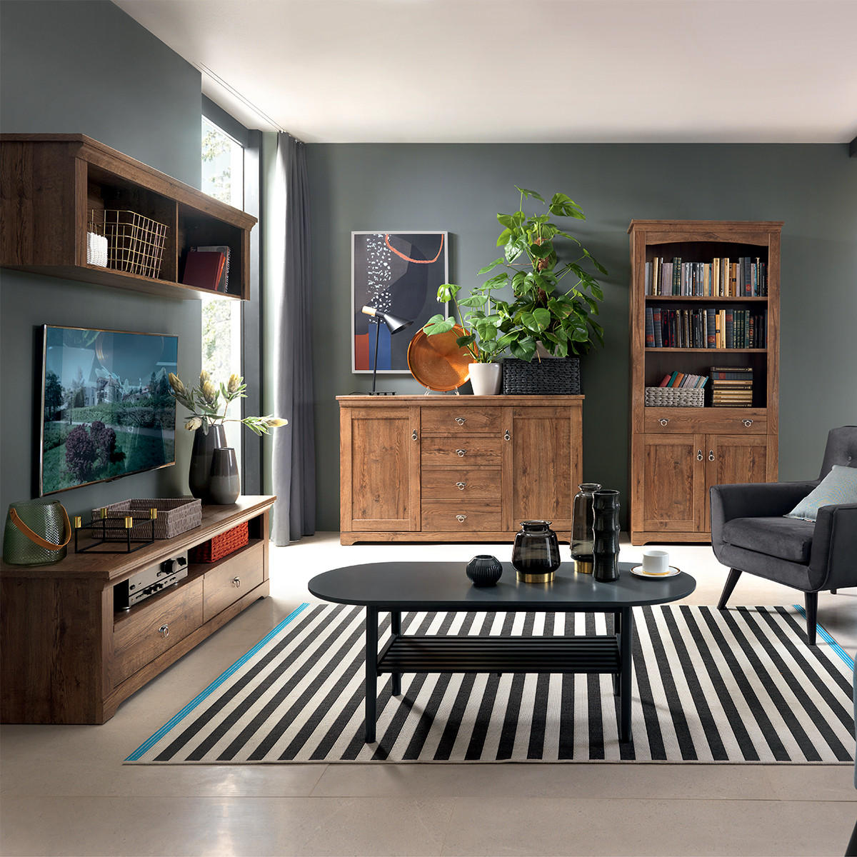 TV-MÖBEL Noé Dunkles Holz - Braun, Holzwerkstoff (153/48/44cm) - Petits-meubles