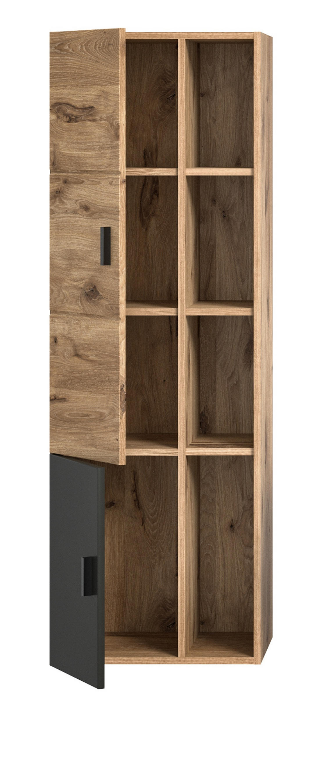 MIDISCHRANK Eiche, grau matt 48 cm, Badschrank hängend mit Soft-Close - Eichefarben/Grau, Holzwerkstoff/Kunststoff (48/144/35cm) - Inn.Furn