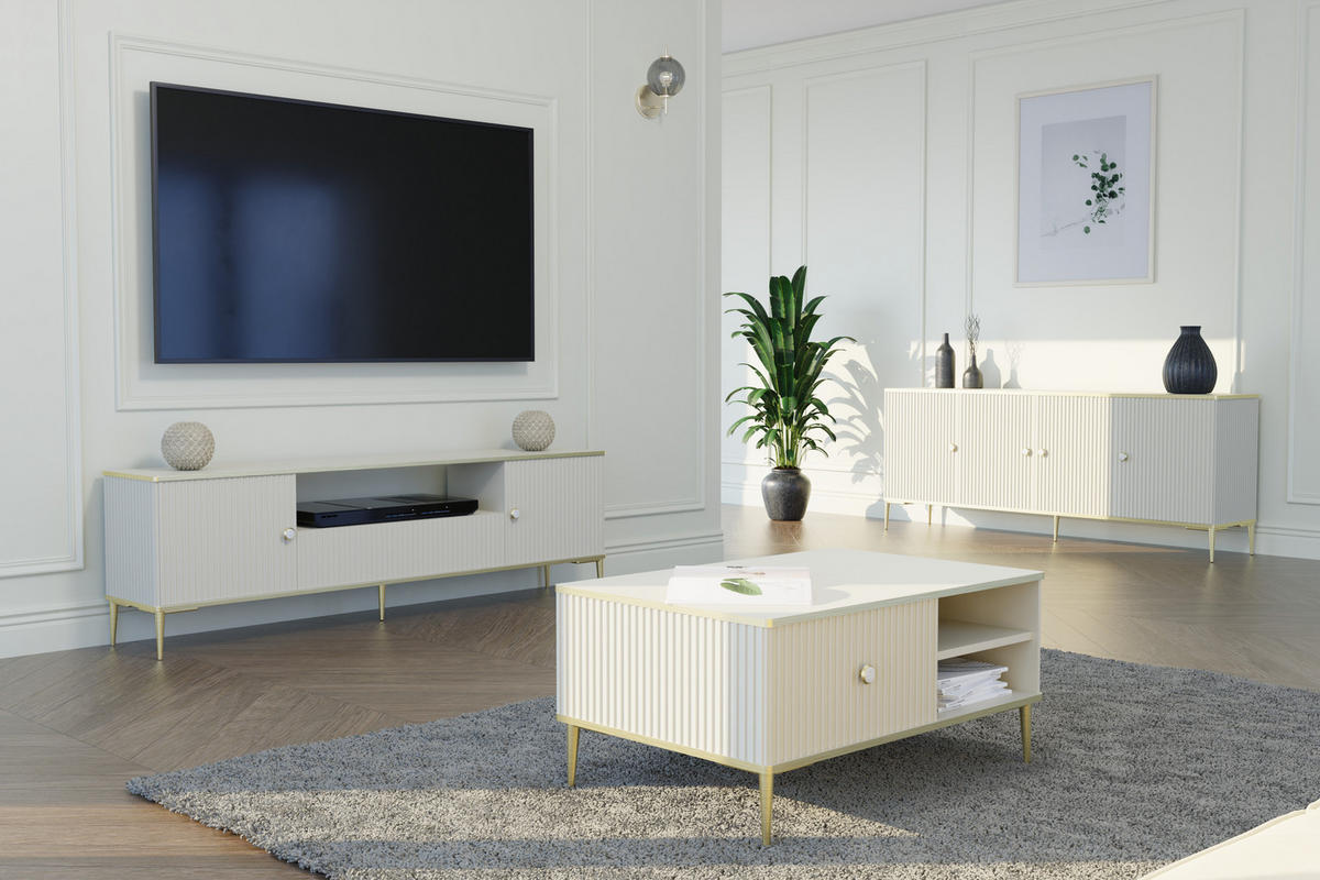 TV LOWBOARD Kaschmir, Gold 180/55/35 - Kaschmir, Holzwerkstoff (180/55/35cm) - RAUMHIRSCH FURNITURE