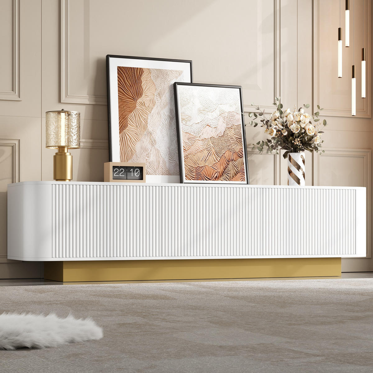 TV-ELEMENT 170/40.5/47 cm Weiß mit Stauraum - Weiß, Holz (170/47/40.5cm) - Oxeza