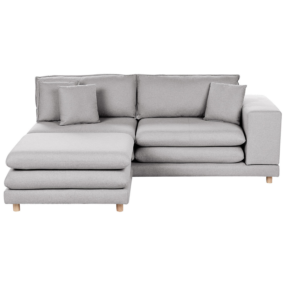 2-SITZER-SOFA mit Ottomane Stoff Grau Heden - Dunkelgrau/Braun, Textil (197/81/86cm) - Beliani