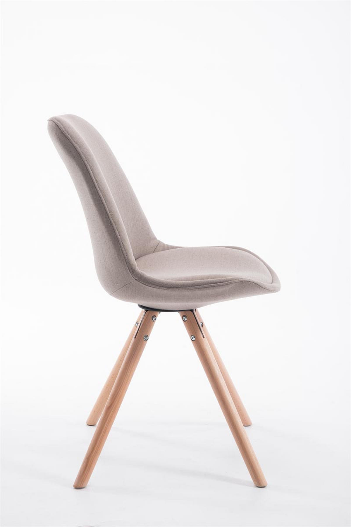 STUHL Stoff taupe - Taupe/Eukalyptusholzfarben, Holz/Textil (48/84/56cm) - CLP