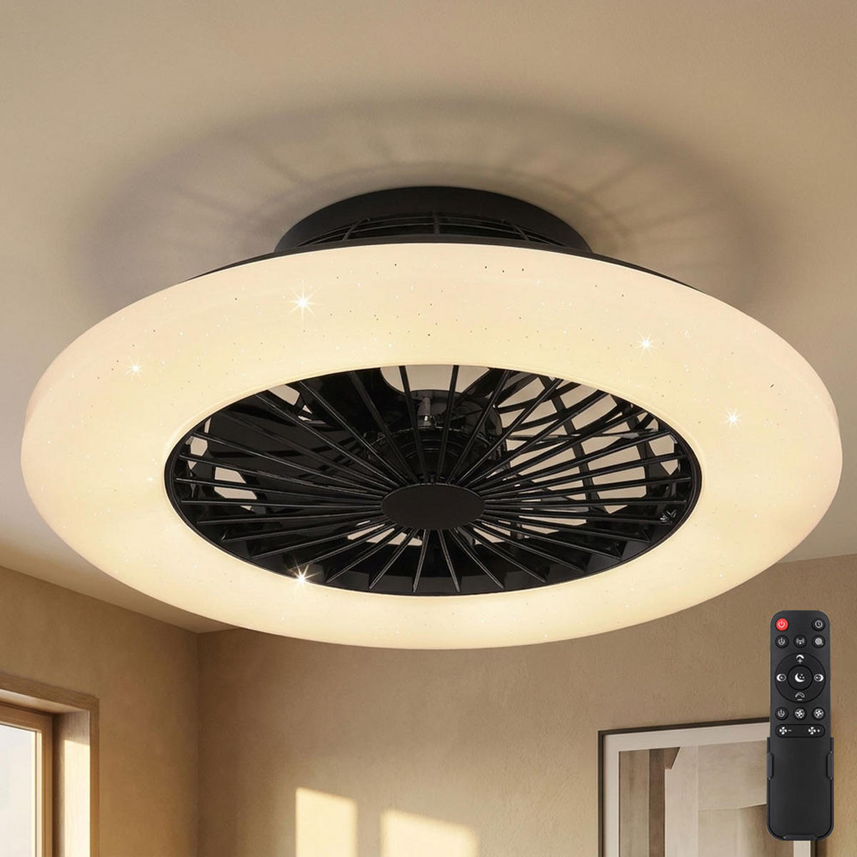 LED DECKENLEUCHTE Deckenventilator Weiß - Weiß, Metall (50/50/17.5cm) - Globo Lighting
